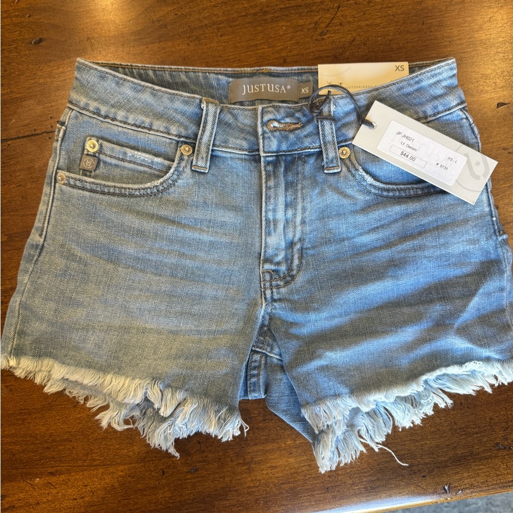 Just USA Frayed Hem Blue Jean Shorts